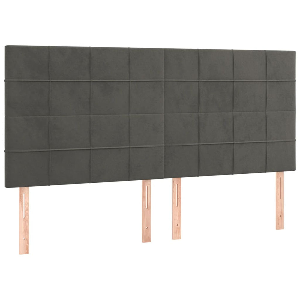 Kopfteil Dunkelgrau 200 x 5 x 118/128 cm Samt