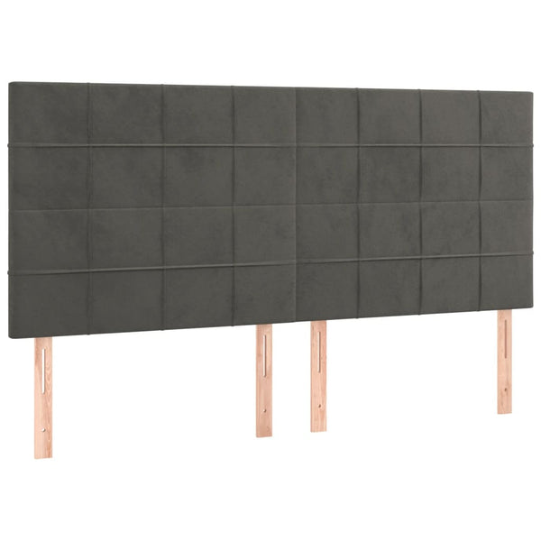 Kopfteil Dunkelgrau 200 x 5 x 118/128 cm Samt