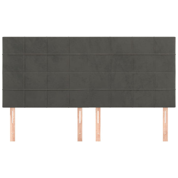 Kopfteil Dunkelgrau 200 x 5 x 118/128 cm Samt