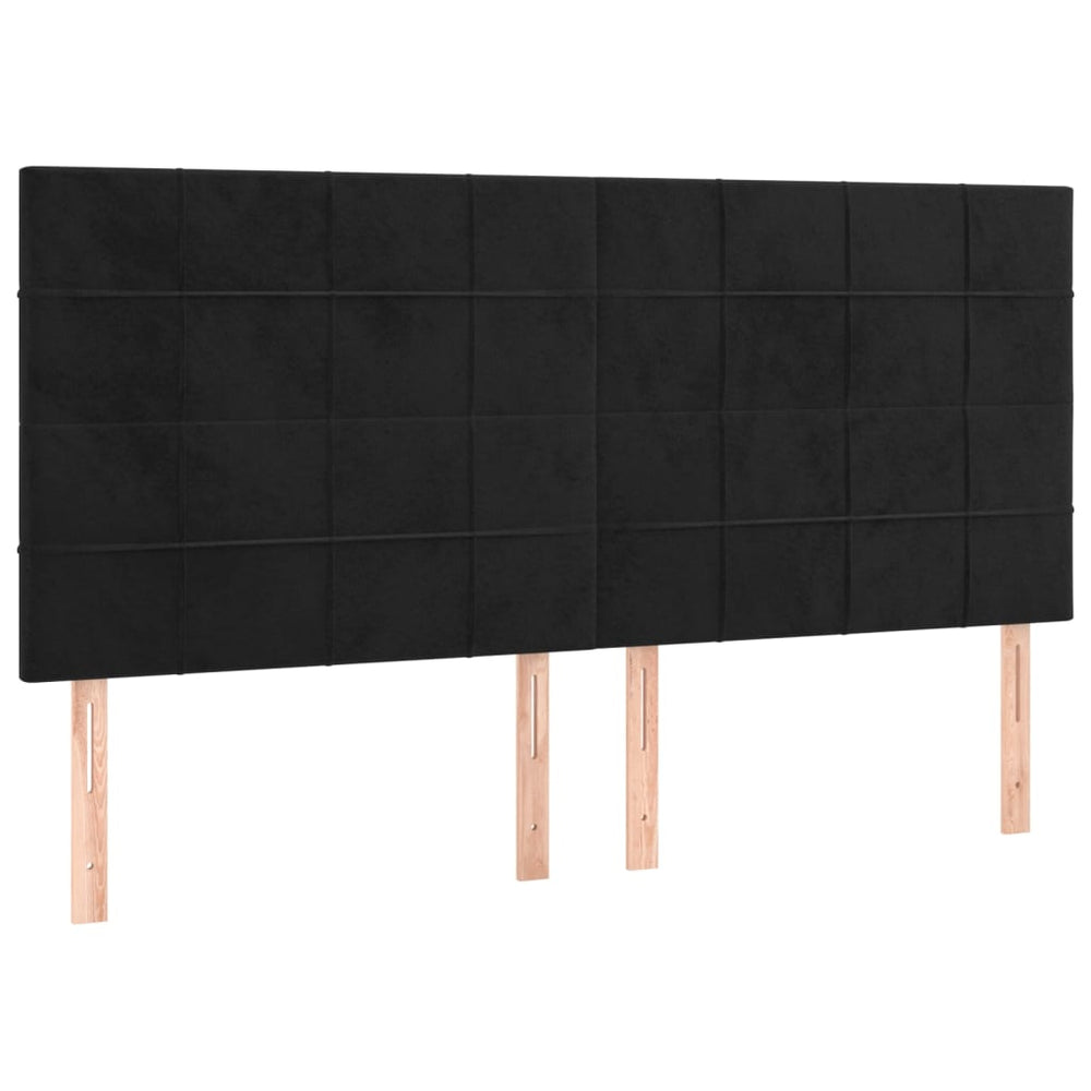 Kopfteil Schwarz 200 x 5 x 118/128 cm Samt