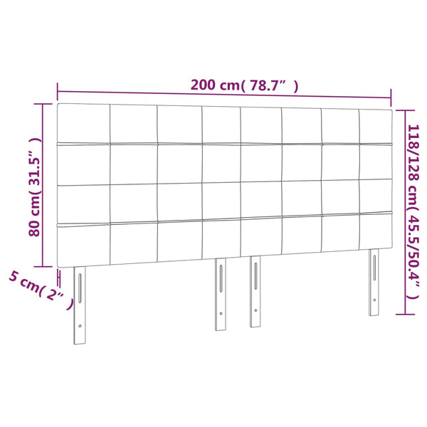 Kopfteil Rosa 200 x 5 x 118/128 cm Samt