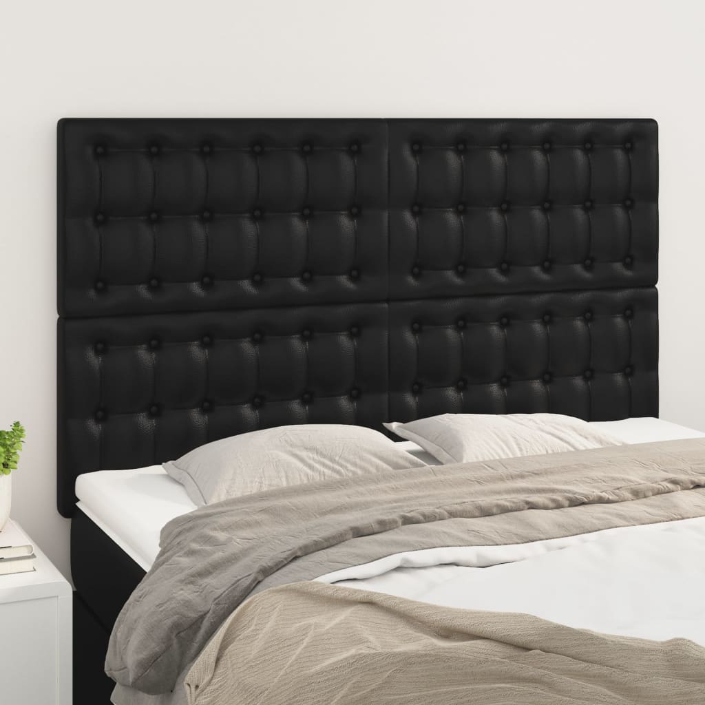 Kopfteil Schwarz 144x5x118/128 cm Kunstleder