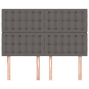 Kopfteil Grau 144x5x118/128 cm Kunstleder