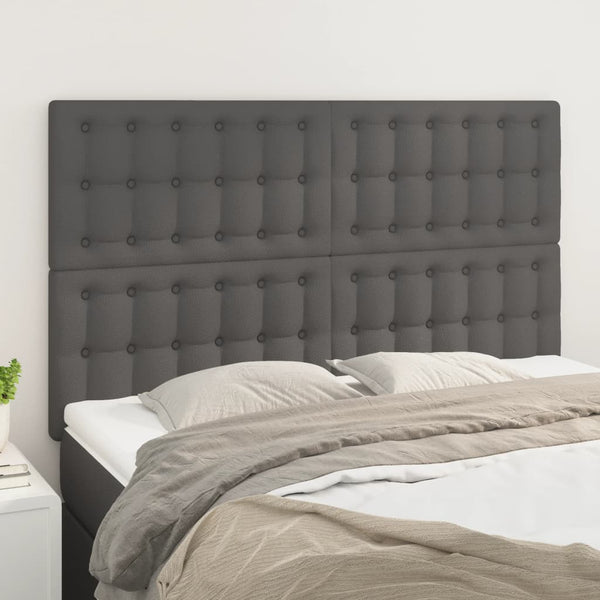 Kopfteil Grau 144x5x118/128 cm Kunstleder