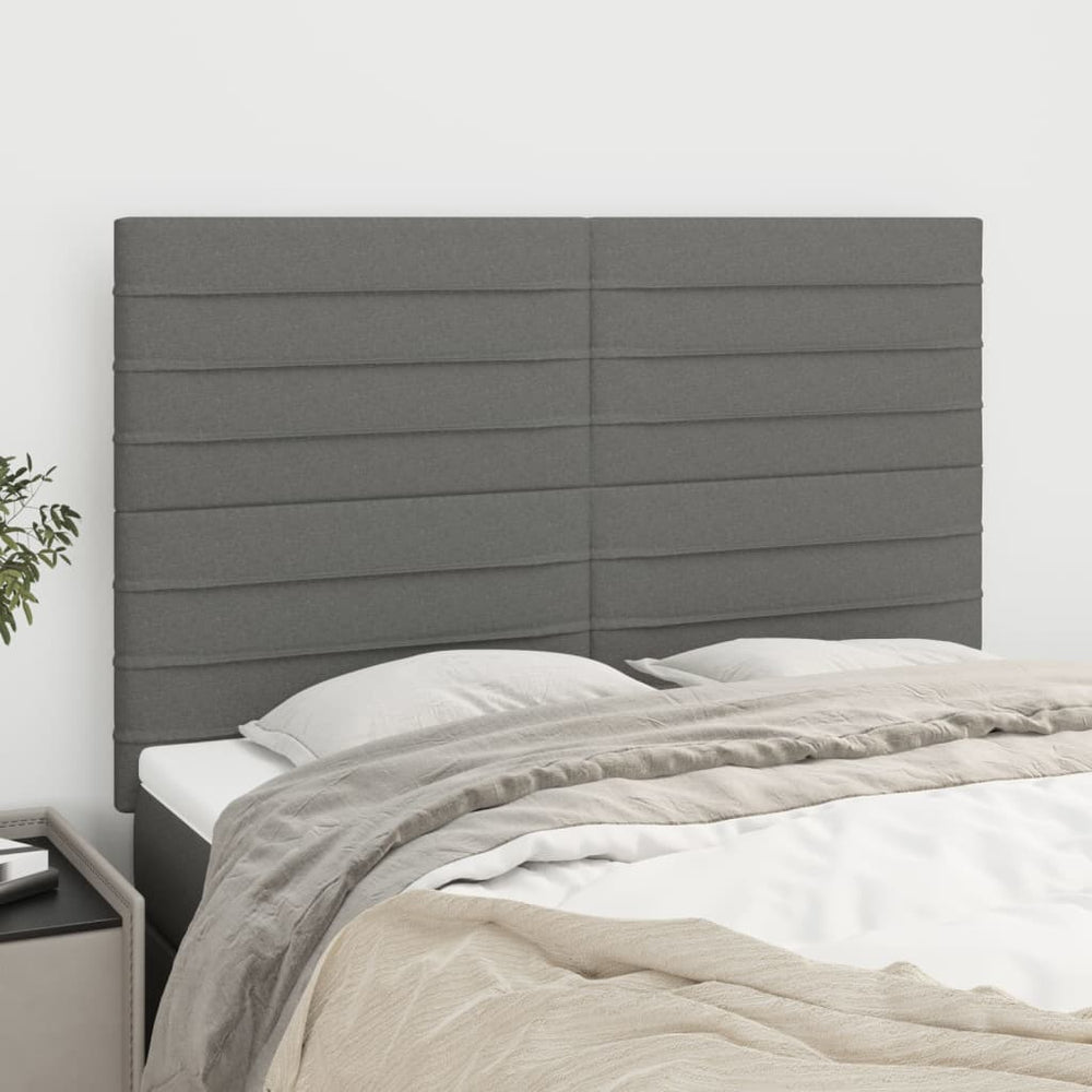 vidaXL Tête de lit gris foncé 144 x 5 x 118/128 cm Tissu