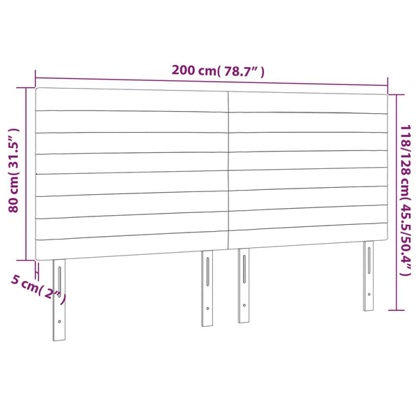 Kopfteil Hellgrau 200 x 5 x 118/128 cm Stoff