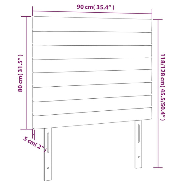 Kopfteil Dunkelgrau 90 x 5 x 118/128 cm Samt