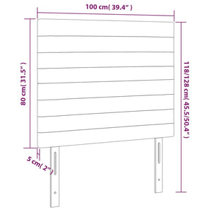 Kopfteil Hellgrau 100 x 5 x 118/128 cm Samt