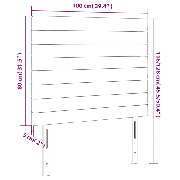 Kopfteil Hellgrau 100 x 5 x 118/128 cm Samt