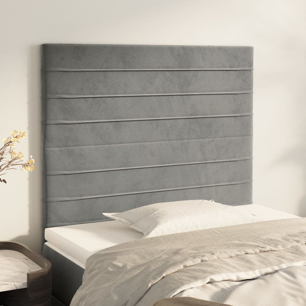 vidaXL Tête de lit Gris clair 100 x 5 x 118/128 cm Velours