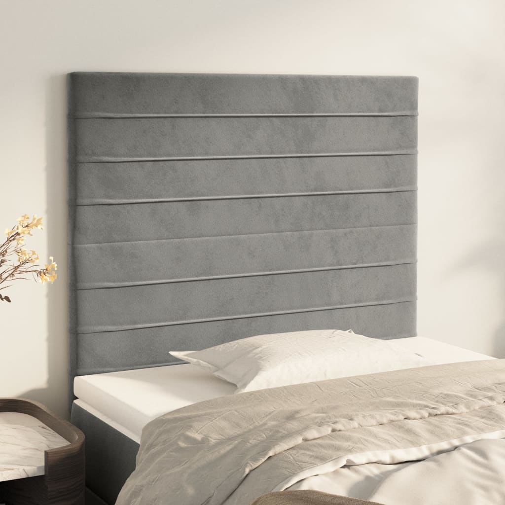 Kopfteil Hellgrau 100 x 5 x 118/128 cm Samt
