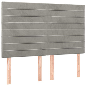 Kopfteil Hellgrau 144x5x118/128 cm Samt