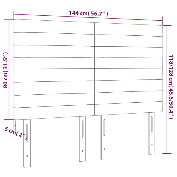 Kopfteil Hellgrau 144x5x118/128 cm Samt