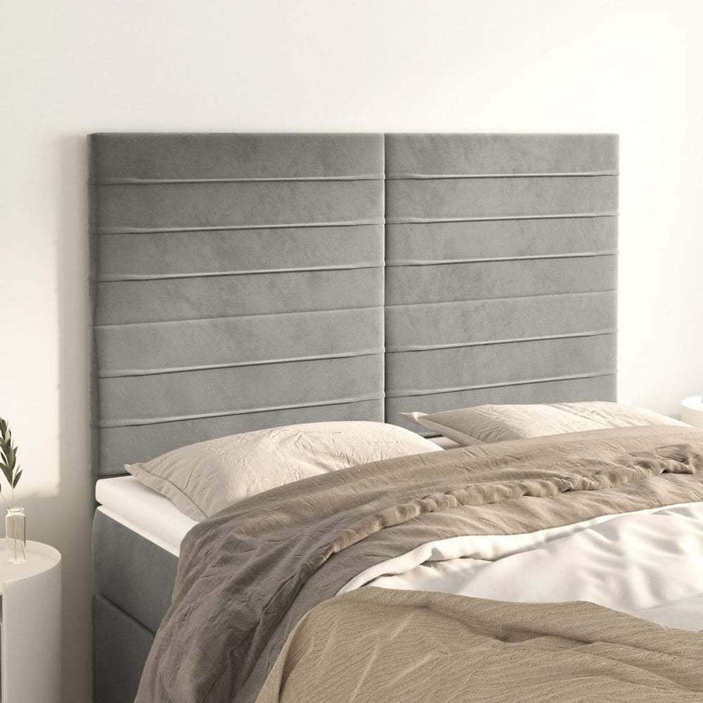 vidaXL Tête de lit gris clair 144x5x118/128 cm Velours