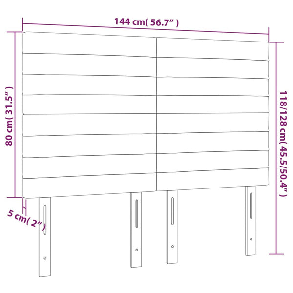 Kopfteil Dunkelgrau 144 x 5 x 118/128 cm Samt