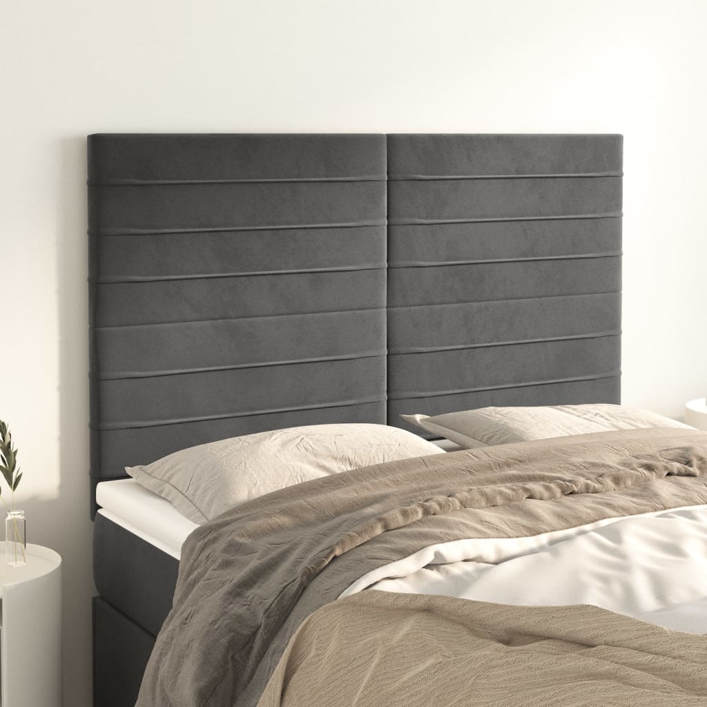 Kopfteil Dunkelgrau 144 x 5 x 118/128 cm Samt
