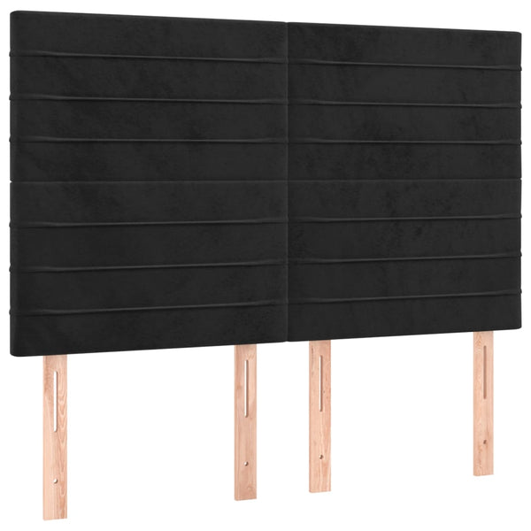 Kopfteil Schwarz 144x5x118/128 cm Samt