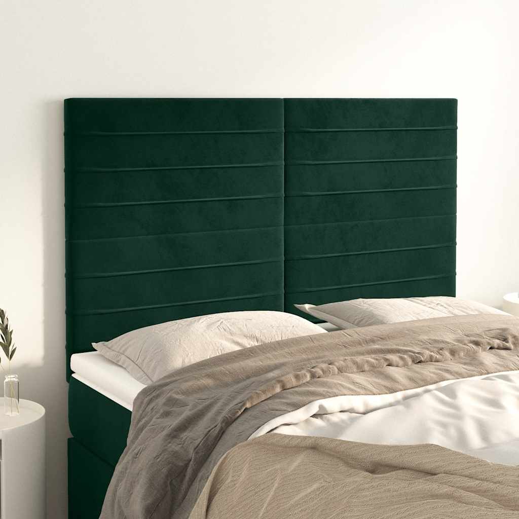 Kopfteil Dunkelgrün 144x5x118/128 cm Samt