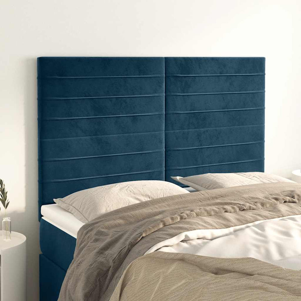 vidaXL Tête de lit Bleu foncé 144x5x118/128 cm Velours