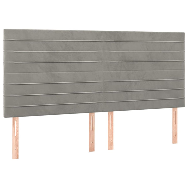 Kopfteil Hellgrau 160 x 5 x 118/128 cm Samt