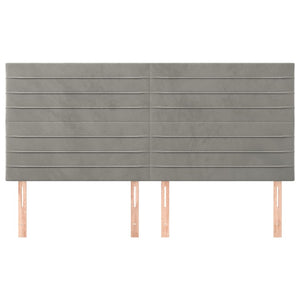 Kopfteil Hellgrau 160 x 5 x 118/128 cm Samt