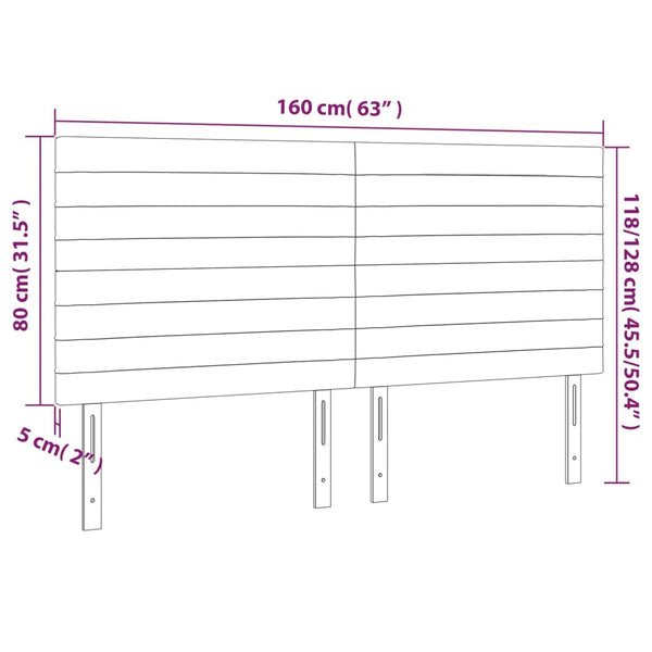 Kopfteil Hellgrau 160 x 5 x 118/128 cm Samt