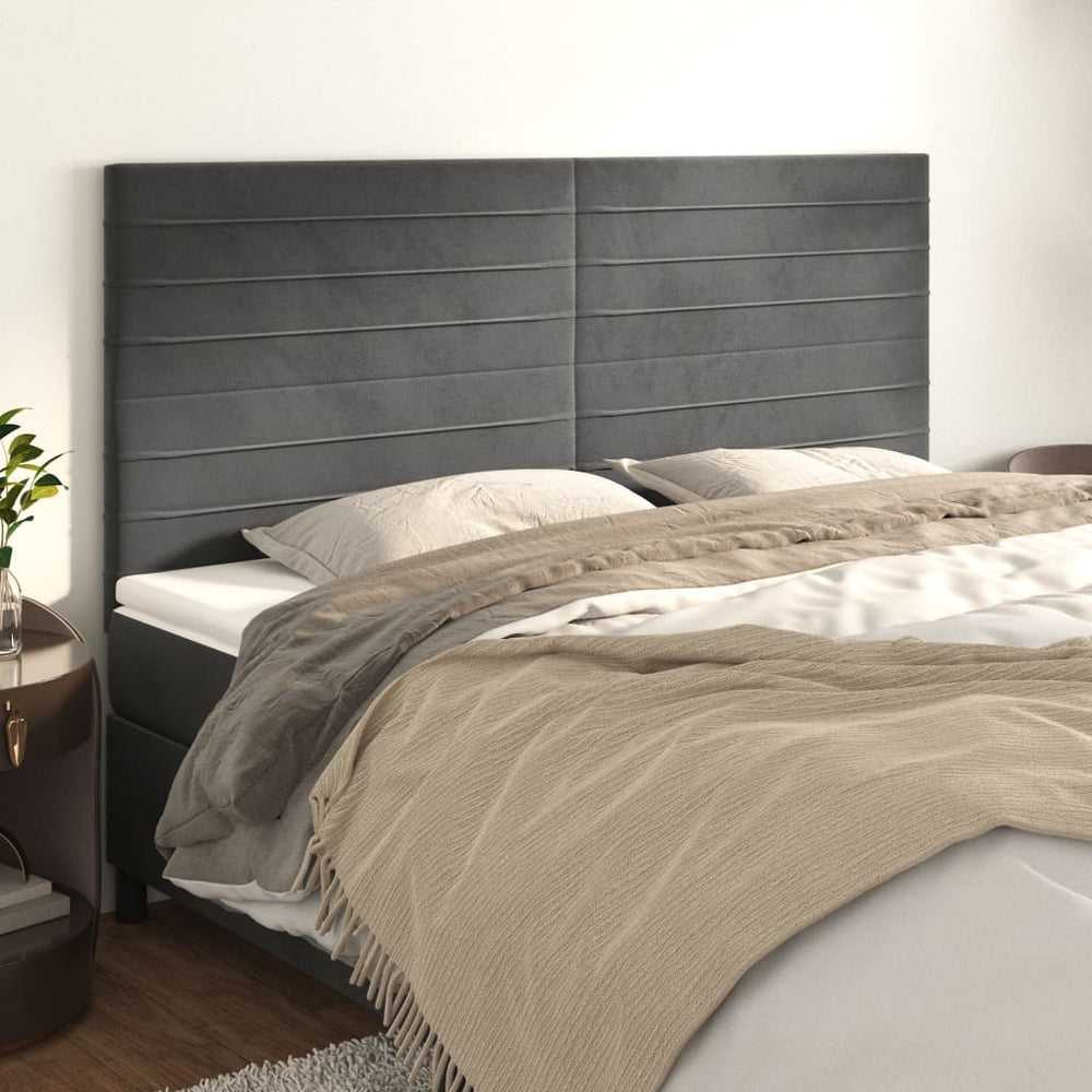vidaXL Tête de lit Gris foncé 160 x 5 x 118/128 cm Velours