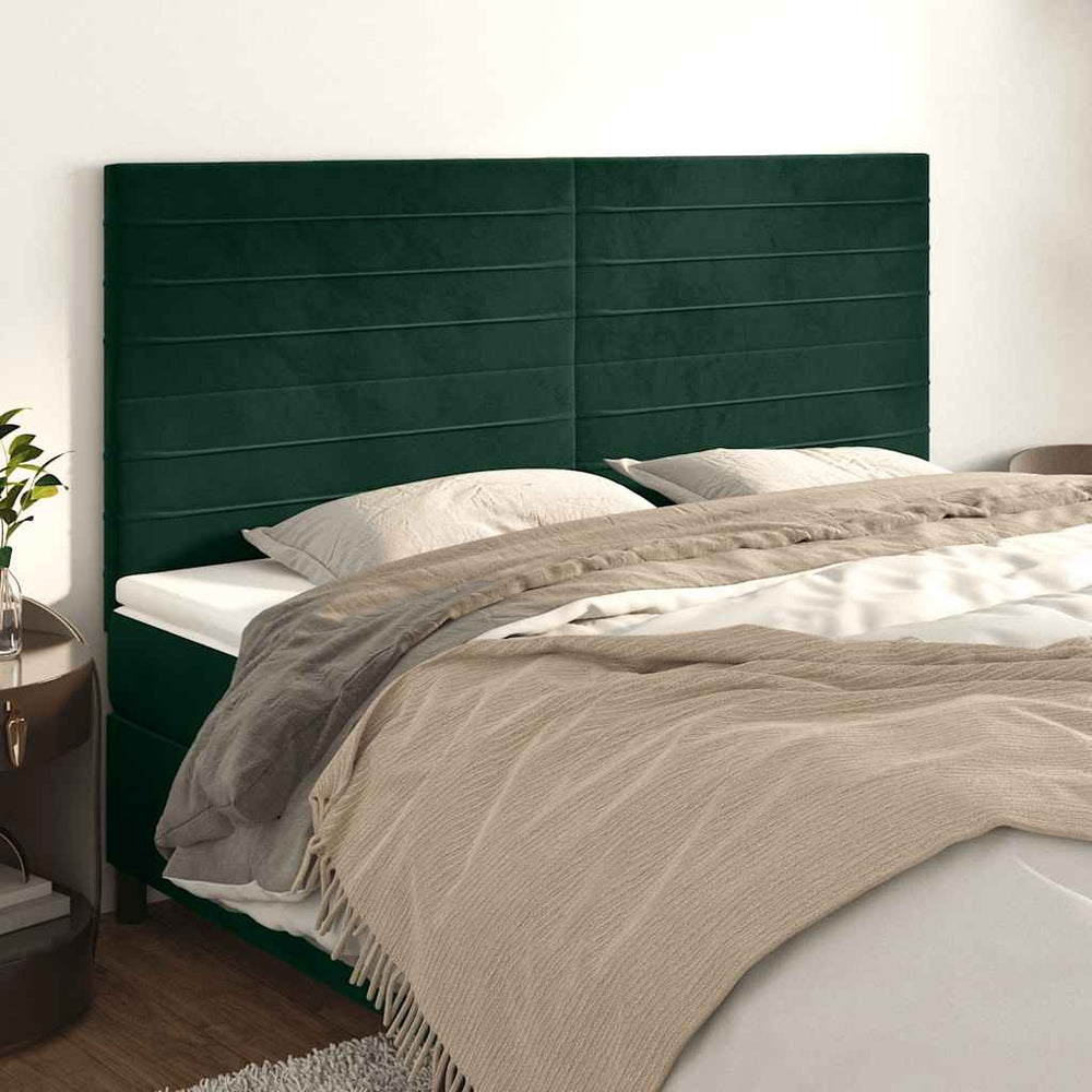 vidaXL Tête de lit vert foncé 160x5x118/128 cm Velours