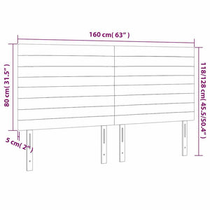 Kopfteil Dunkelblau 160 x 5 x 118/128 cm Samt