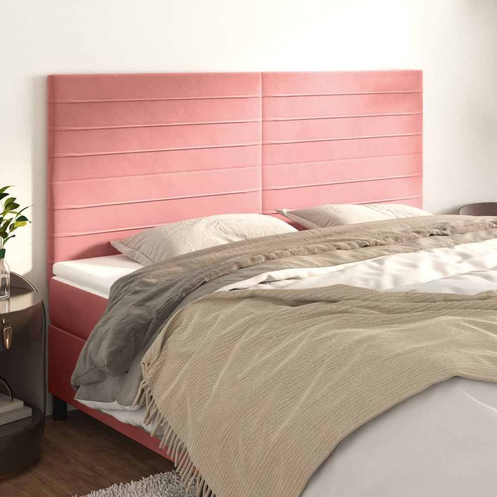 vidaXL Tête de lit Rose 160 x 5 x 118/128 cm Velours