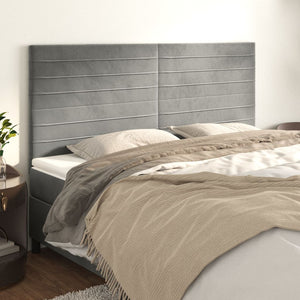 vidaXL Tête de lit Gris clair 180x5x118/128 cm Velours