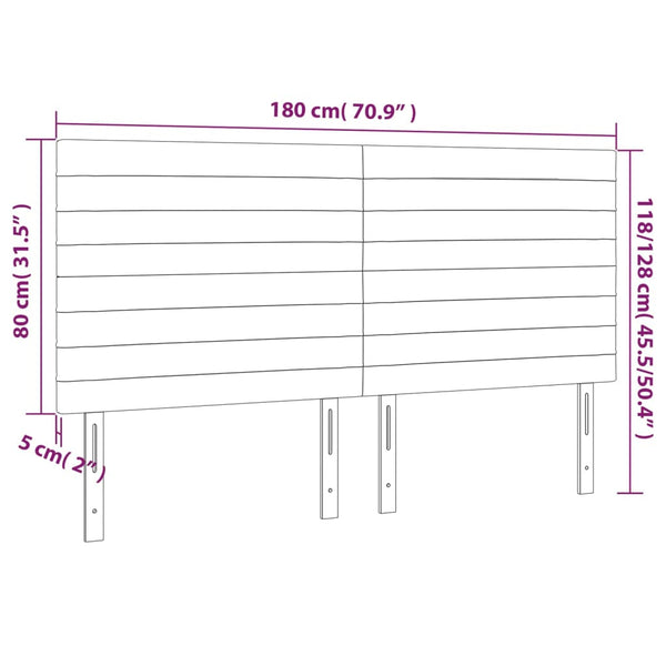 Kopfteil Dunkelgrau 180 x 5 x 118/128 cm Samt