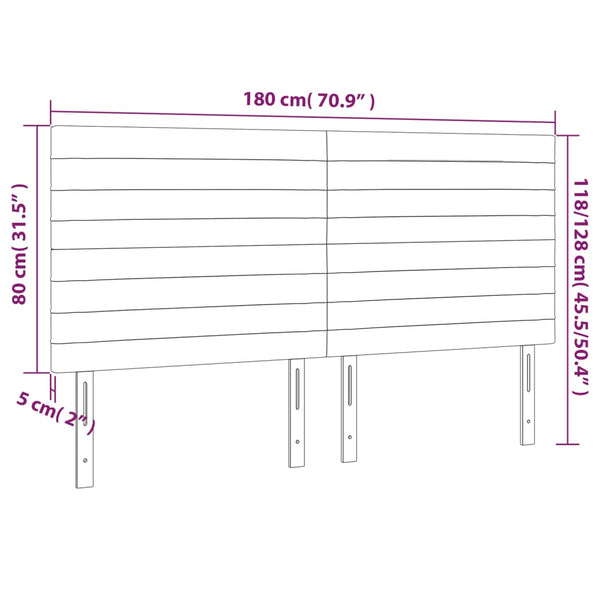 Kopfteil Schwarz 180x5x118/128 cm Samt