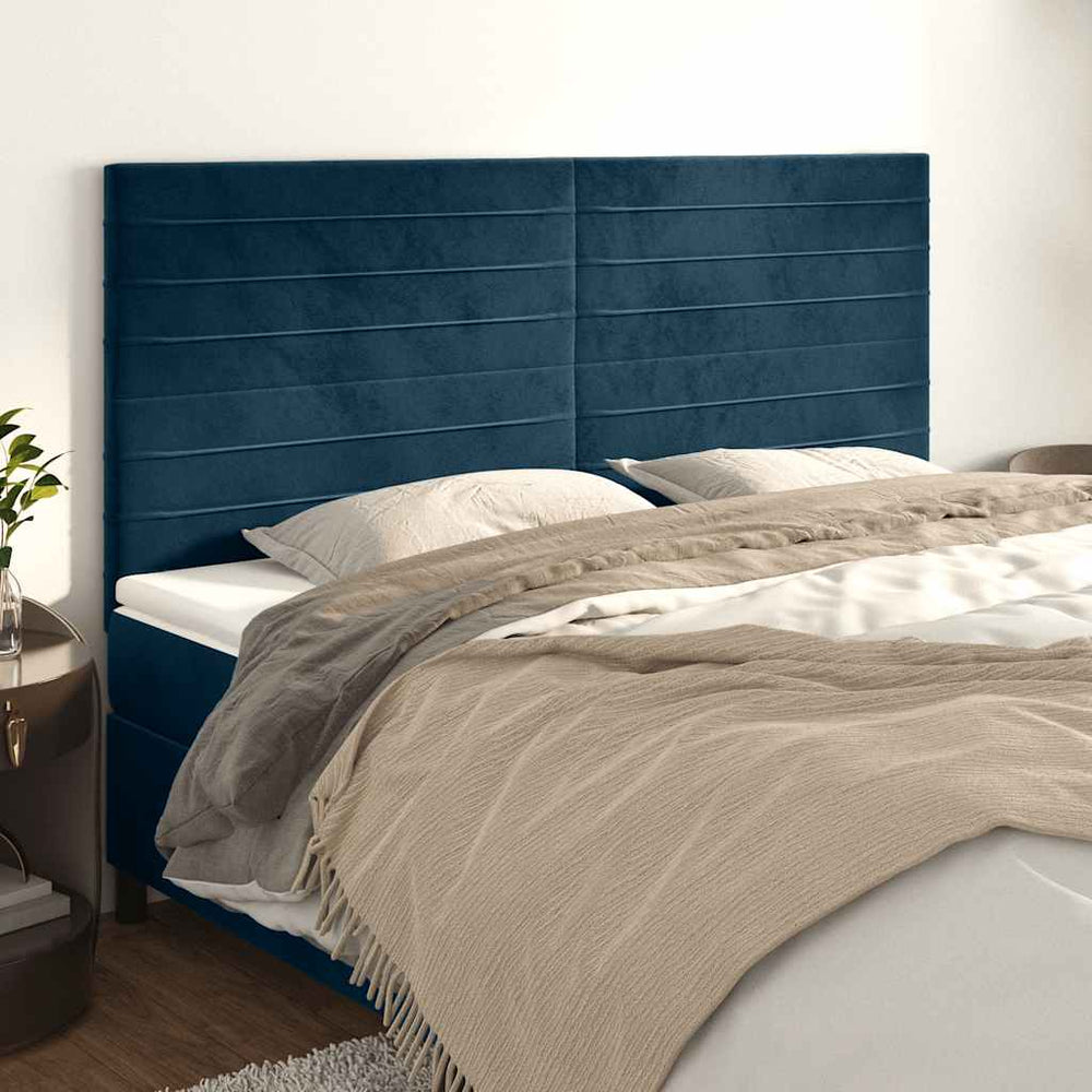 vidaXL Tête de lit Bleu foncé 180x5x118/128 cm Velours