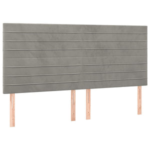 Kopfteil Hellgrau 200 x 5 x 118/128 cm Samt
