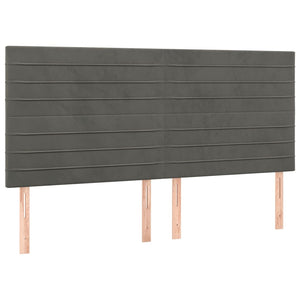 Kopfteil Dunkelgrau 200 x 5 x 118/128 cm Samt