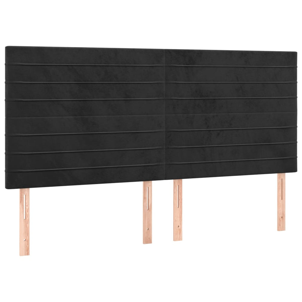 Kopfteil Schwarz 200 x 5 x 118/128 cm Samt