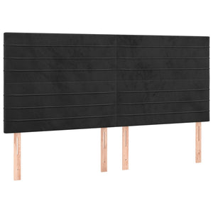 Kopfteil Schwarz 200 x 5 x 118/128 cm Samt