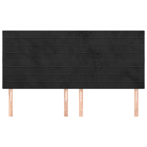 Kopfteil Schwarz 200 x 5 x 118/128 cm Samt
