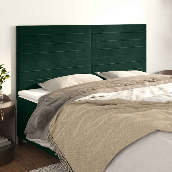 Kopfteil Dunkelgrün 200 x 5 x 118/128 cm Samt