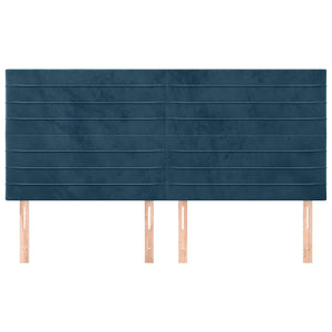 Kopfteil Dunkelblau 200 x 5 x 118/128 cm Samt