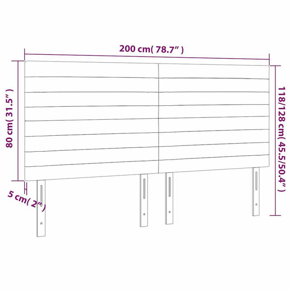Kopfteil Dunkelblau 200 x 5 x 118/128 cm Samt