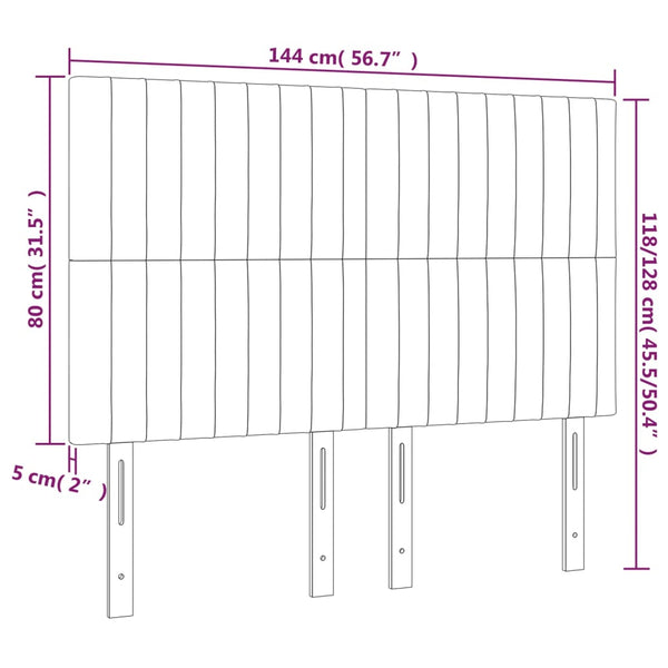 Kopfteil Hellgrau 144x5x118/128 cm Stoff
