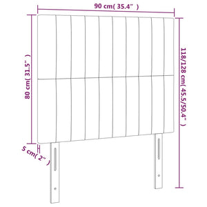 Kopfteil Hellgrau 90x5x118/128 cm Samt