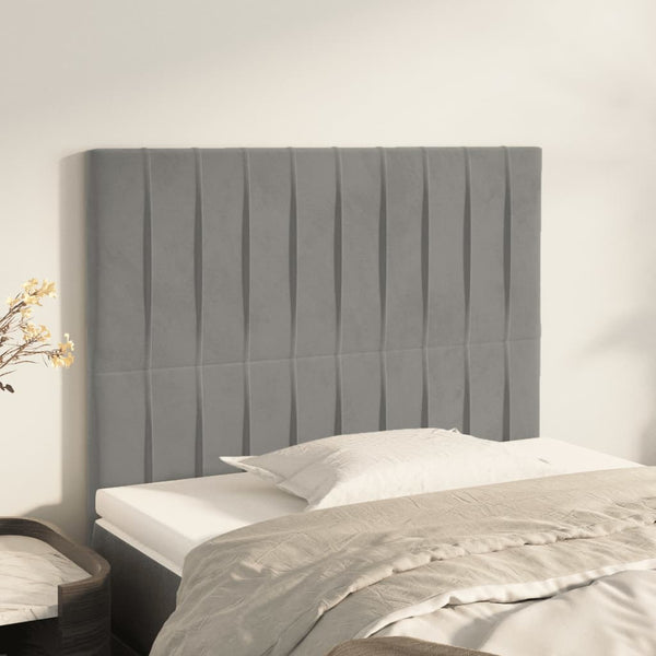 Kopfteil Hellgrau 100 x 5 x 118/128 cm Samt