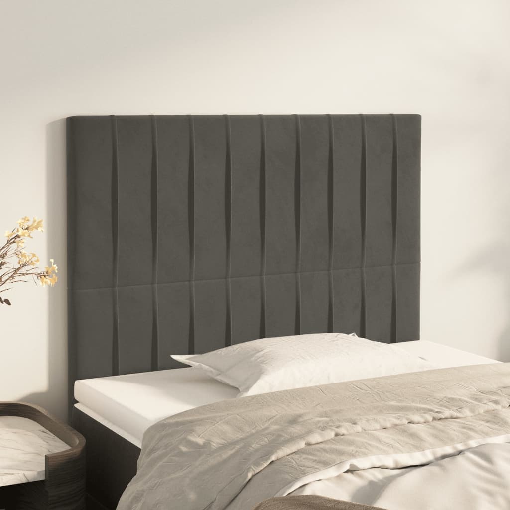 Kopfteil Dunkelgrau 100 x 5 x 118/128 cm Samt