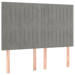 Kopfteil Hellgrau 144x5x118/128 cm Samt