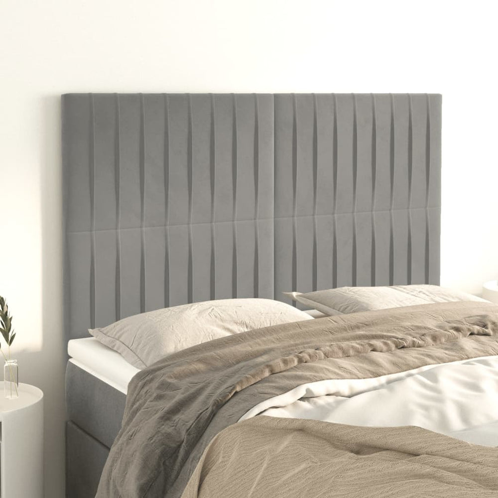Kopfteil Hellgrau 144x5x118/128 cm Samt