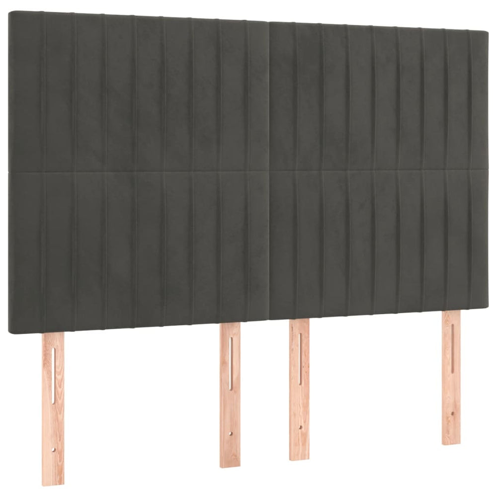 Kopfteil Dunkelgrau 144 x 5 x 118/128 cm Samt