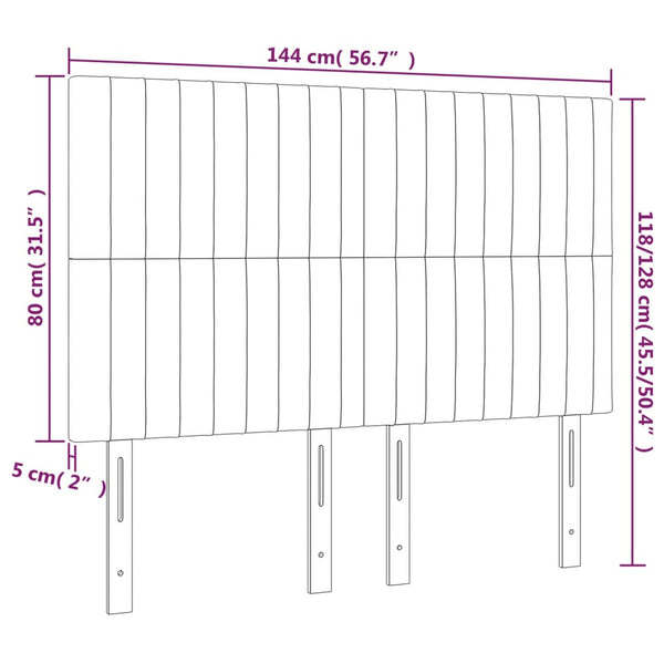 Kopfteil Schwarz 144x5x118/128 cm Samt